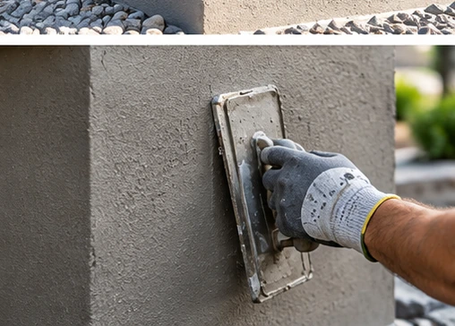 Illustrative rendering of residential parging and exterior foundation finishing